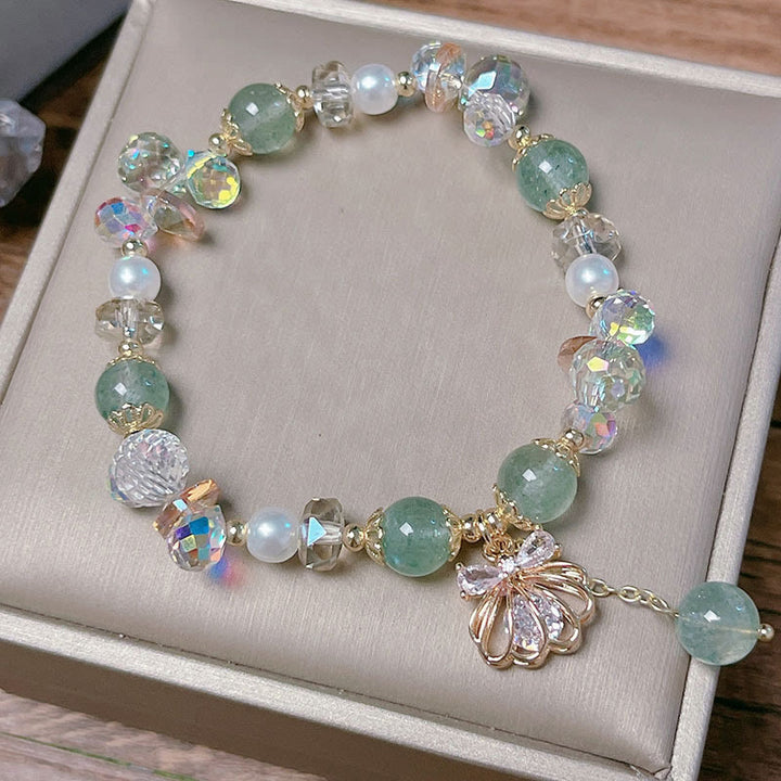 Pulsera positiva de concha de perla y cuarzo fresa natural de Buddha Stones