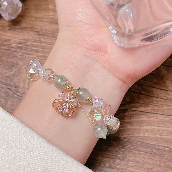 Pulsera positiva de concha de perla y cuarzo fresa natural de Buddha Stones