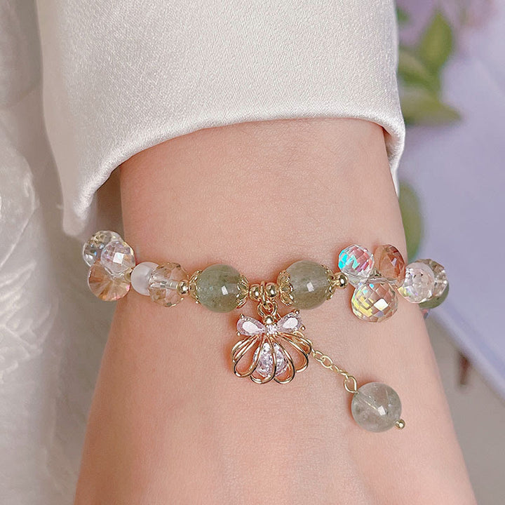 Pulsera positiva de concha de perla y cuarzo fresa natural de Buddha Stones