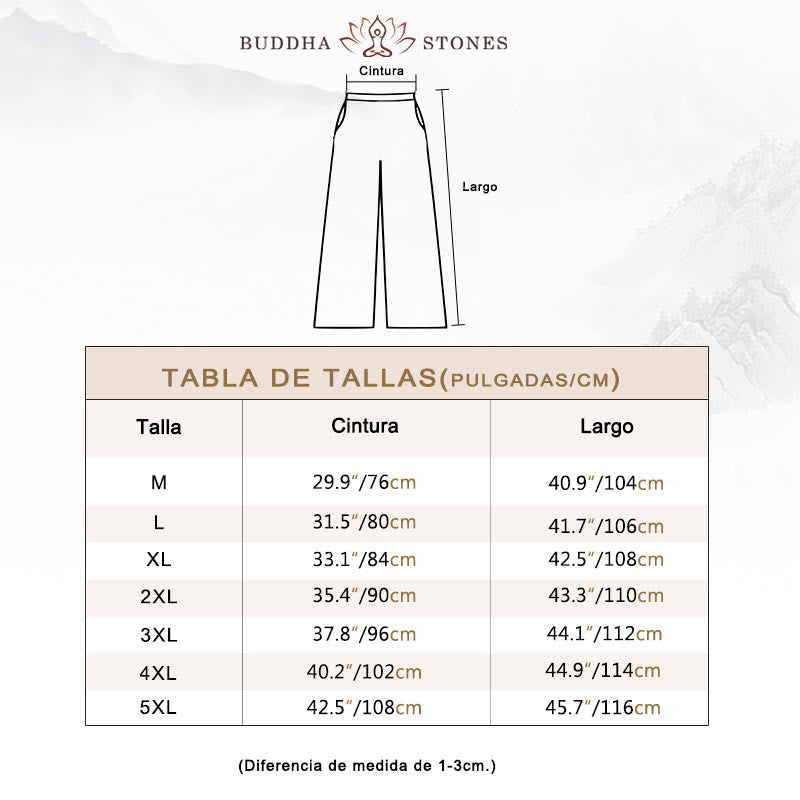 Pantalones anchos de lino y algodón de color liso con bolsillos para hombre Buddha Stones - image 3