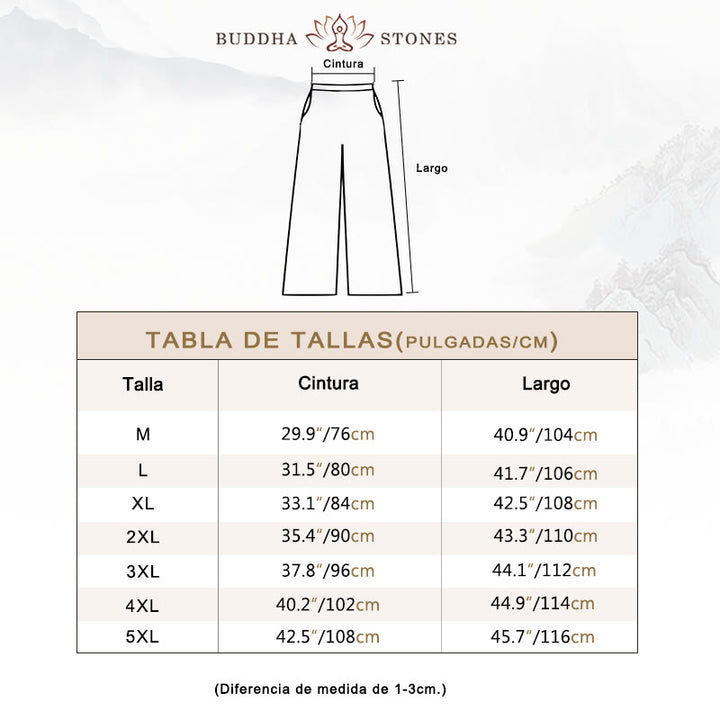 Pantalones anchos de lino y algodón de color liso con bolsillos para hombre Buddha Stones - image 3