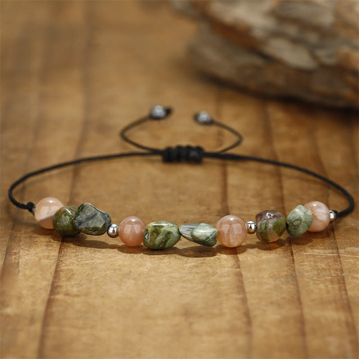 Pulsera positiva con Buddha Stones "Eres increíble", piedra solar de riolita