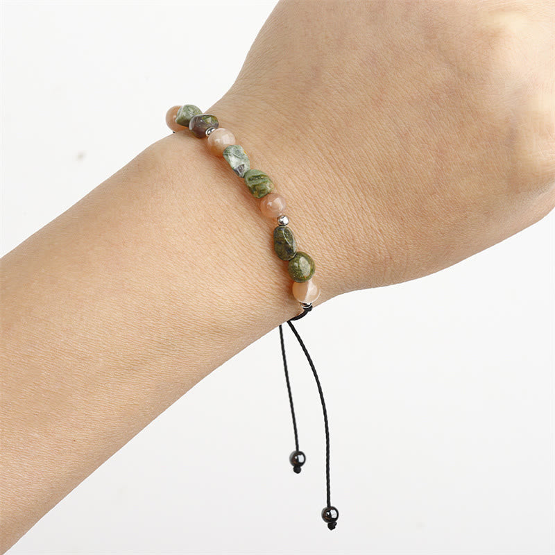 Pulsera positiva con Buddha Stones "Eres increíble", piedra solar de riolita