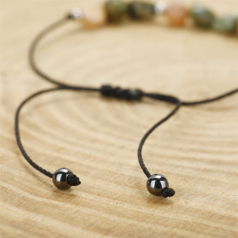 Pulsera positiva con Buddha Stones "Eres increíble", piedra solar de riolita