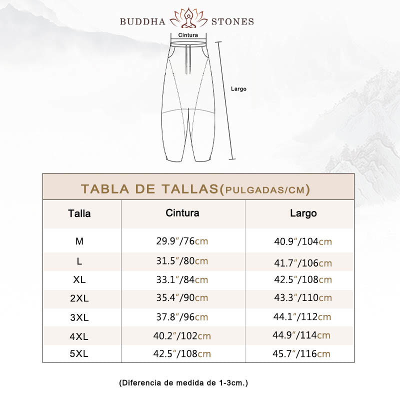 Pantalones casuales de algodón con cordón y bolsillos para hombre de Buddha Stones - image 4