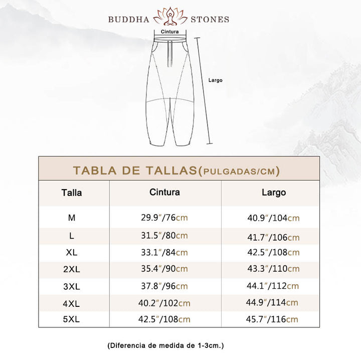 Pantalones casuales de algodón con cordón y bolsillos para hombre de Buddha Stones - image 4