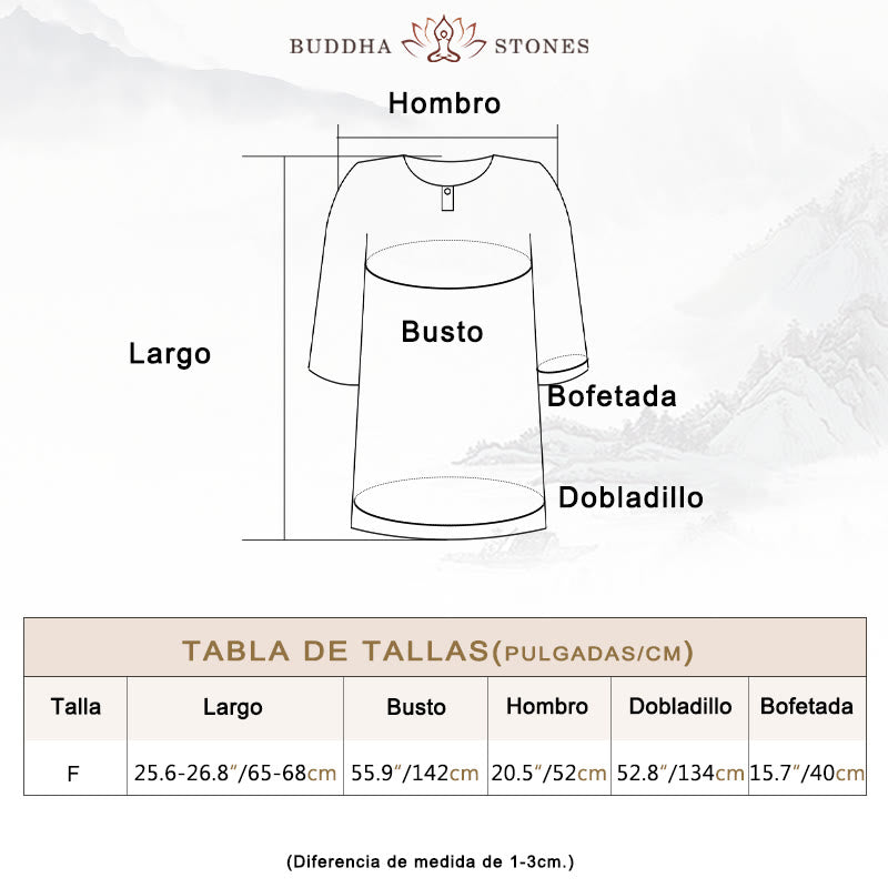 Buddha Stones Camiseta casual de media manga de ramio y algodón