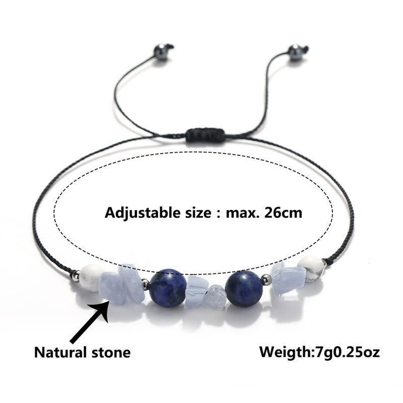 Pulsera de protección de Buddha Stones " No me hagas rugir", ágata morada, ágata de encaje azul y sodalita azul