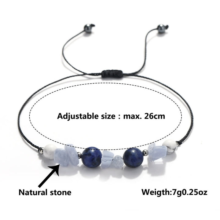 Pulsera de protección de Buddha Stones " No me hagas rugir", ágata morada, ágata de encaje azul y sodalita azul