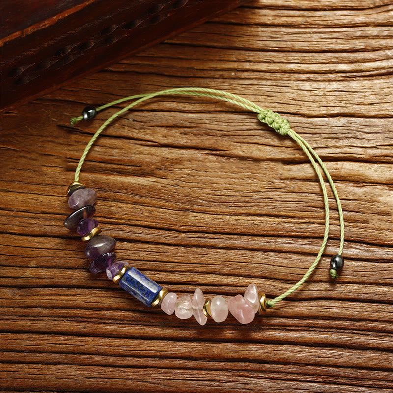 Pulsera espiritual de amatista, cuarzo rosa y lazurita "Mejores amigos para siempre" de Buddha Stones