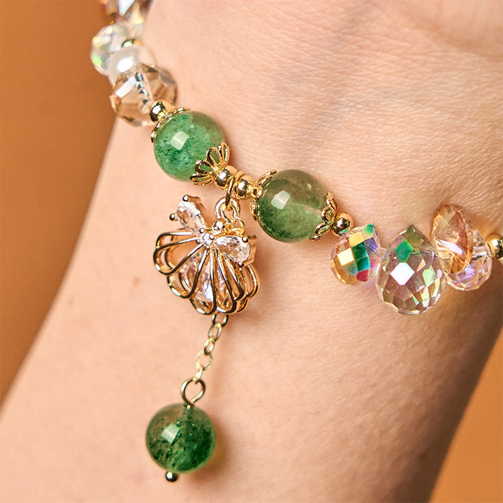 Pulsera positiva de concha de perla y cuarzo fresa natural de Buddha Stones