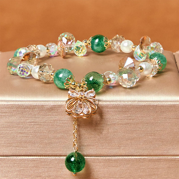 Pulsera positiva de concha de perla y cuarzo fresa natural de Buddha Stones