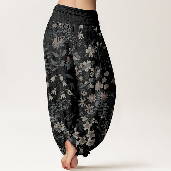 Pantalones harén con cintura elástica para mujer, diseño informal con margaritas, flores y hojas de Buddha Stones - image 7