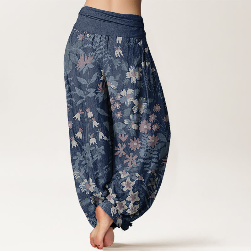 Pantalones harén con cintura elástica para mujer, diseño informal con margaritas, flores y hojas de Buddha Stones - image 10