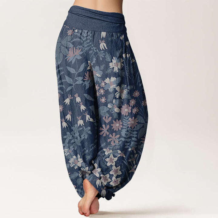 Pantalones harén con cintura elástica para mujer, diseño informal con margaritas, flores y hojas de Buddha Stones - image 10