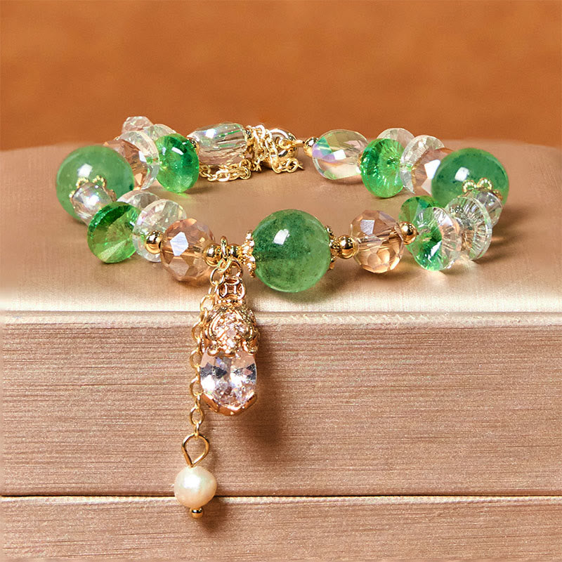 Pulsera de la prosperidad PiXiu con cuarzo fresa verde citrino natural de Buddha Stones