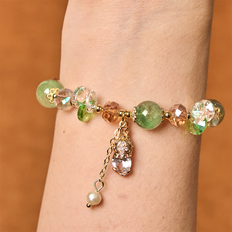 Pulsera de la prosperidad PiXiu con cuarzo fresa verde citrino natural de Buddha Stones