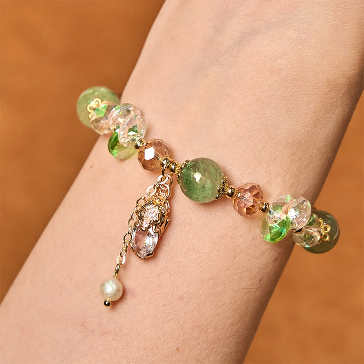 Pulsera de la prosperidad PiXiu con cuarzo fresa verde citrino natural de Buddha Stones
