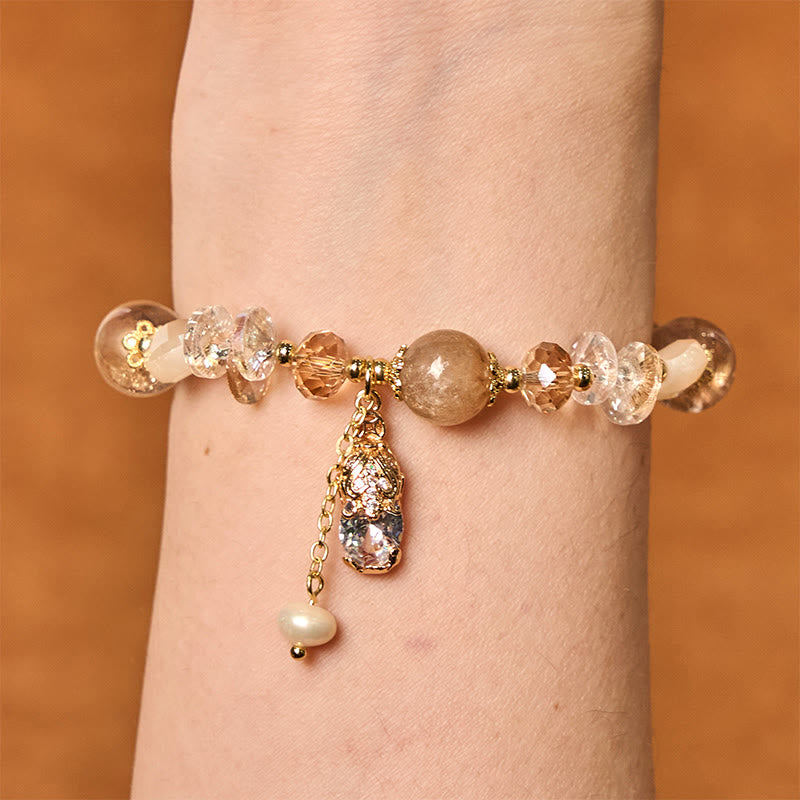 Pulsera de la prosperidad PiXiu con cuarzo fresa verde citrino natural de Buddha Stones