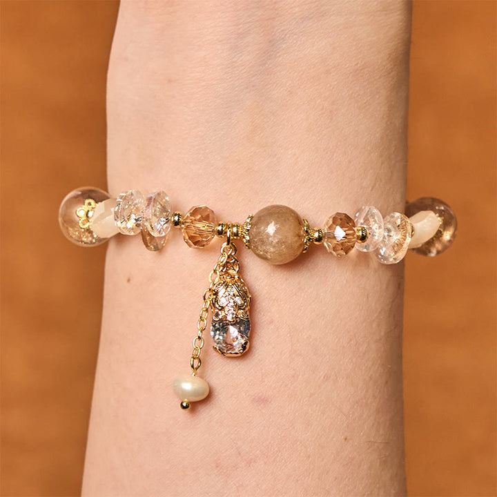 Pulsera de la prosperidad PiXiu con cuarzo fresa verde citrino natural de Buddha Stones