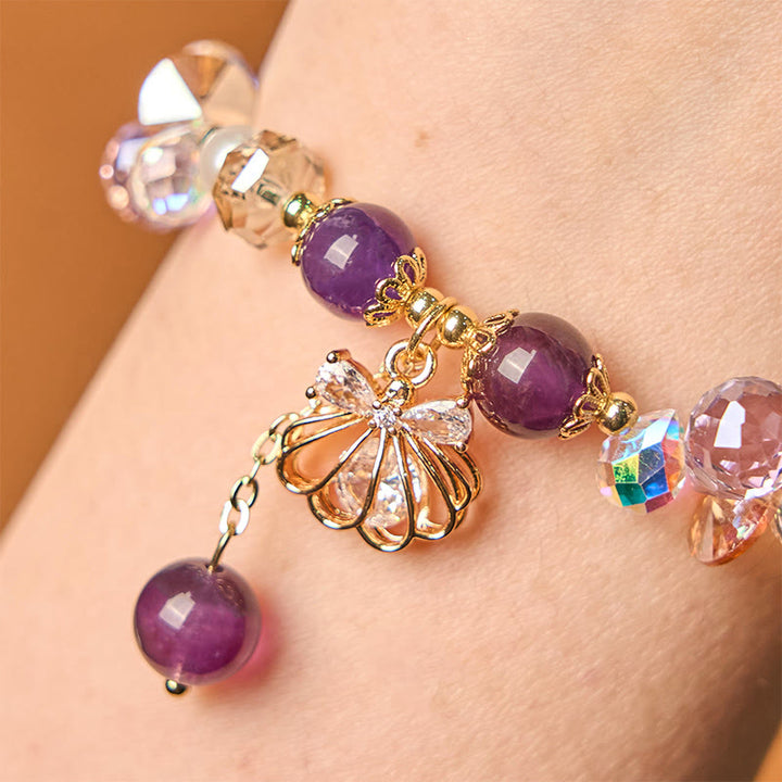 Pulsera de la paz con Buddha Stones, amatista, citrino y perla natural