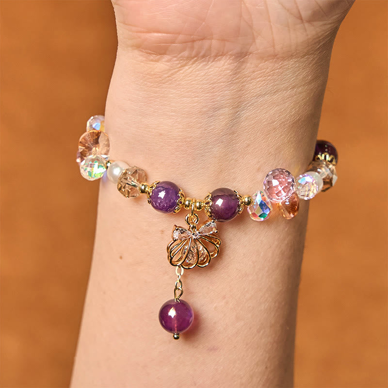 Pulsera de la paz con Buddha Stones, amatista, citrino y perla natural