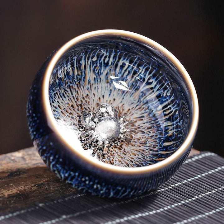 Taza de té de cerámica con diseño de Buddha Stones, hecha a mano, con diseño de pez koi, loto, dragón y fénix, del zodiaco chino, 12 piezas, 70 ml