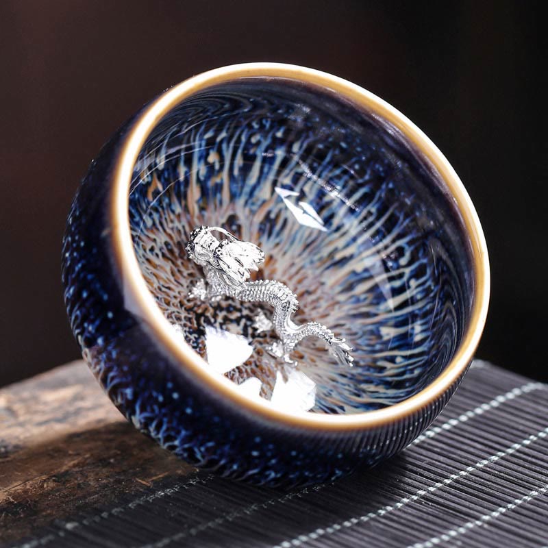 Taza de té de cerámica con diseño de Buddha Stones, hecha a mano, con diseño de pez koi, loto, dragón y fénix, del zodiaco chino, 12 piezas, 70 ml