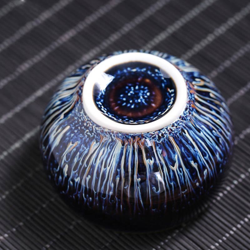 Taza de té de cerámica con diseño de Buddha Stones, hecha a mano, con diseño de pez koi, loto, dragón y fénix, del zodiaco chino, 12 piezas, 70 ml