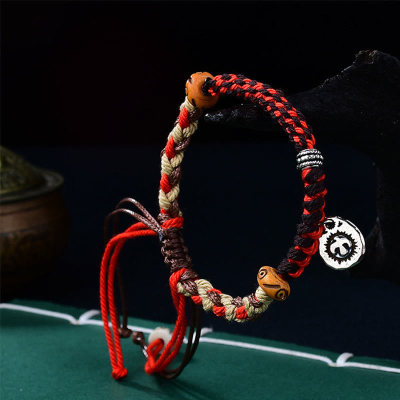 Pulsera de la suerte con hilo de Garuda tibetano tejido a mano con Buddha Stones