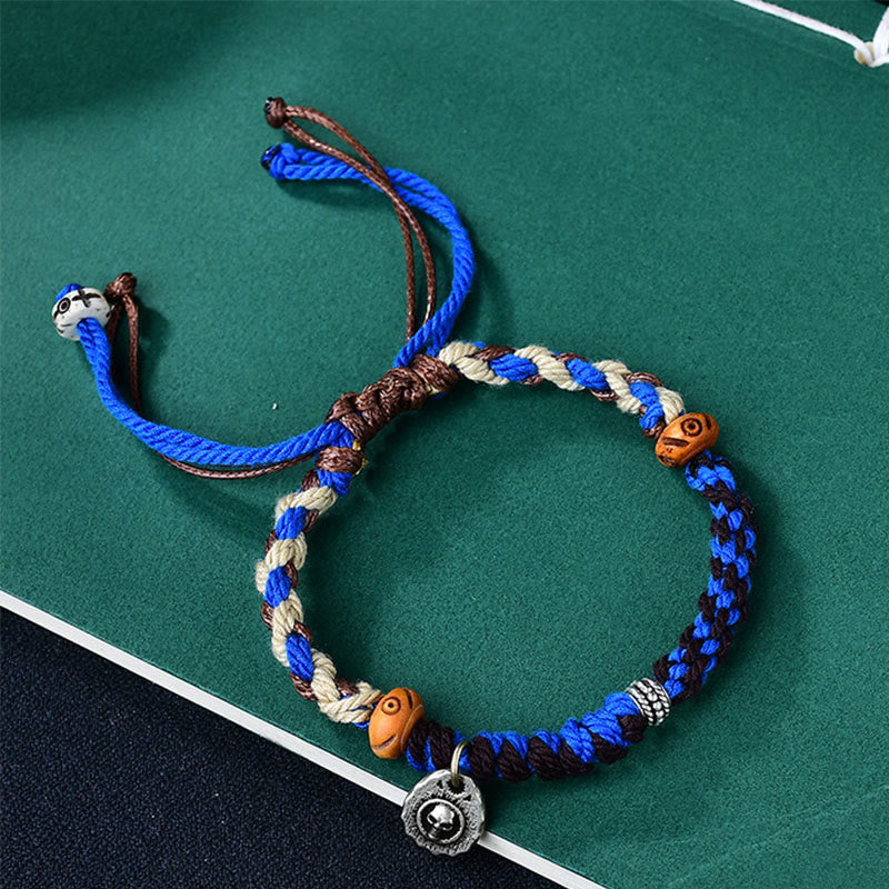 Pulsera de la suerte con hilo de Garuda tibetano tejido a mano con Buddha Stones