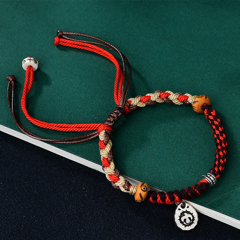 Pulsera de la suerte con hilo de Garuda tibetano tejido a mano con Buddha Stones