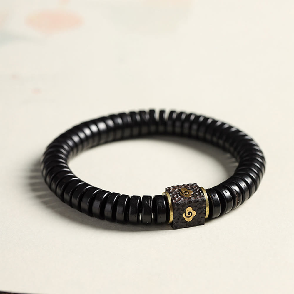 Pulsera positiva de nubes auspiciosas con cáscara de coco tibetana y Buddha Stones
