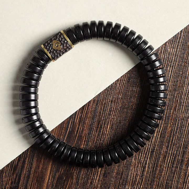 Pulsera positiva de nubes auspiciosas con cáscara de coco tibetana y Buddha Stones