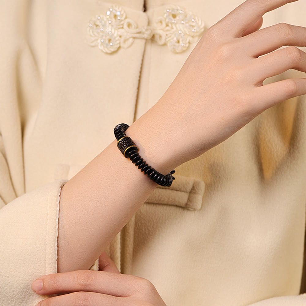 Pulsera positiva de nubes auspiciosas con cáscara de coco tibetana y Buddha Stones