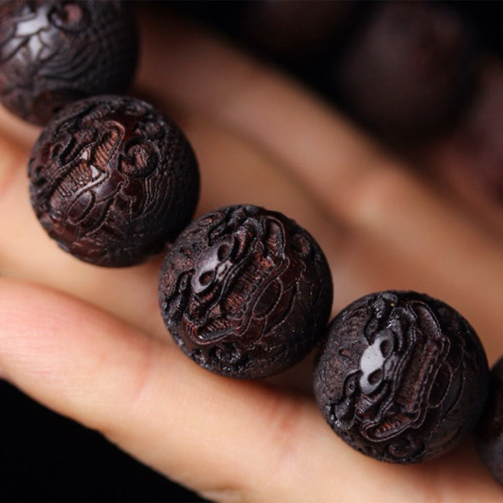 Pulsera PiXiu de calidez con grabado de palisandro tibetano y Buddha Stones - image 4