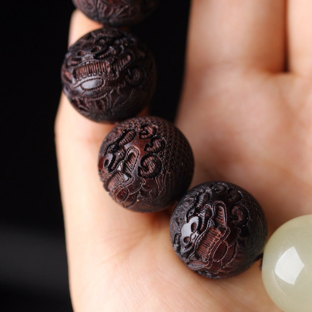 Pulsera PiXiu de calidez con grabado de palisandro tibetano y Buddha Stones - image 7