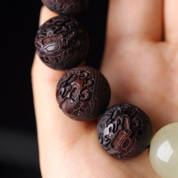 Pulsera PiXiu de calidez con grabado de palisandro tibetano y Buddha Stones - image 7