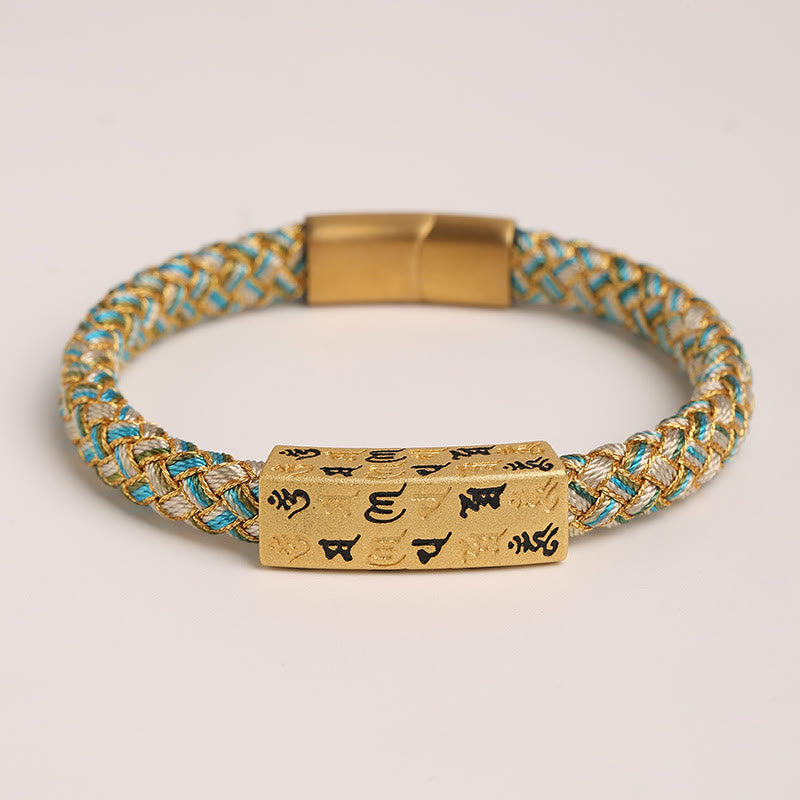 Pulsera tibetana Om Mani Padme Hum con Buddha Stones , varios colores, cuerda, hilo dorado, nudo de diamante, hebilla de la suerte