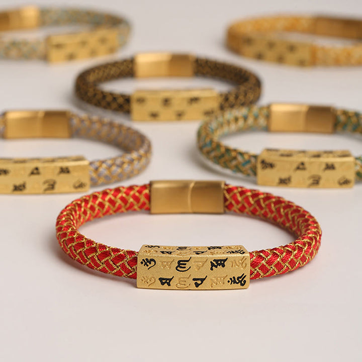 Pulsera tibetana Om Mani Padme Hum con Buddha Stones , varios colores, cuerda, hilo dorado, nudo de diamante, hebilla de la suerte