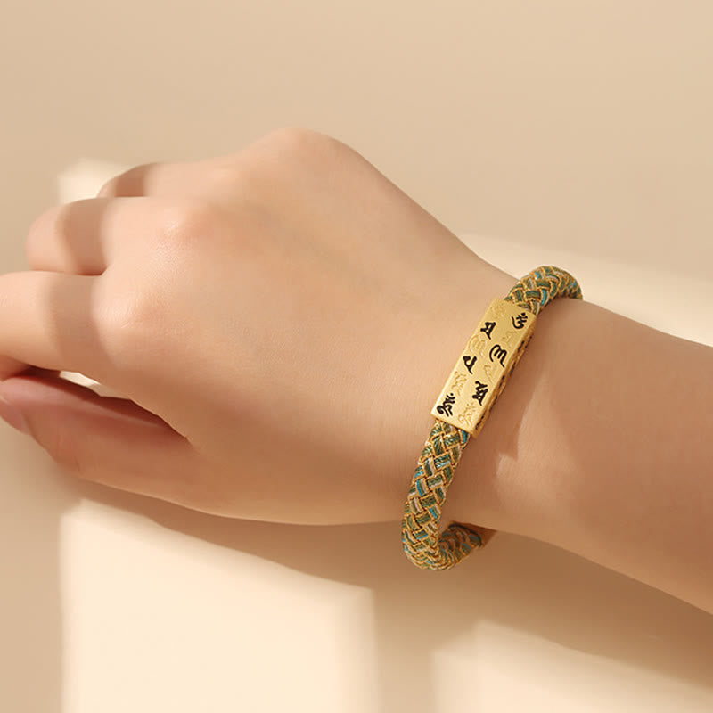 Pulsera tibetana Om Mani Padme Hum con Buddha Stones , varios colores, cuerda, hilo dorado, nudo de diamante, hebilla de la suerte