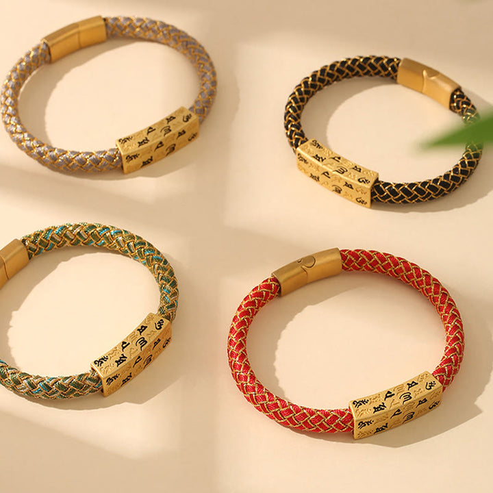 Pulsera tibetana Om Mani Padme Hum con Buddha Stones , varios colores, cuerda, hilo dorado, nudo de diamante, hebilla de la suerte