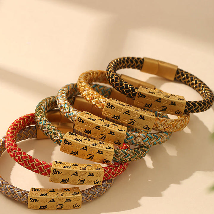 Pulsera tibetana Om Mani Padme Hum con Buddha Stones , varios colores, cuerda, hilo dorado, nudo de diamante, hebilla de la suerte