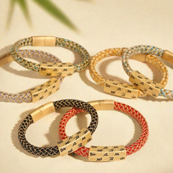 Pulsera tibetana Om Mani Padme Hum con Buddha Stones , varios colores, cuerda, hilo dorado, nudo de diamante, hebilla de la suerte