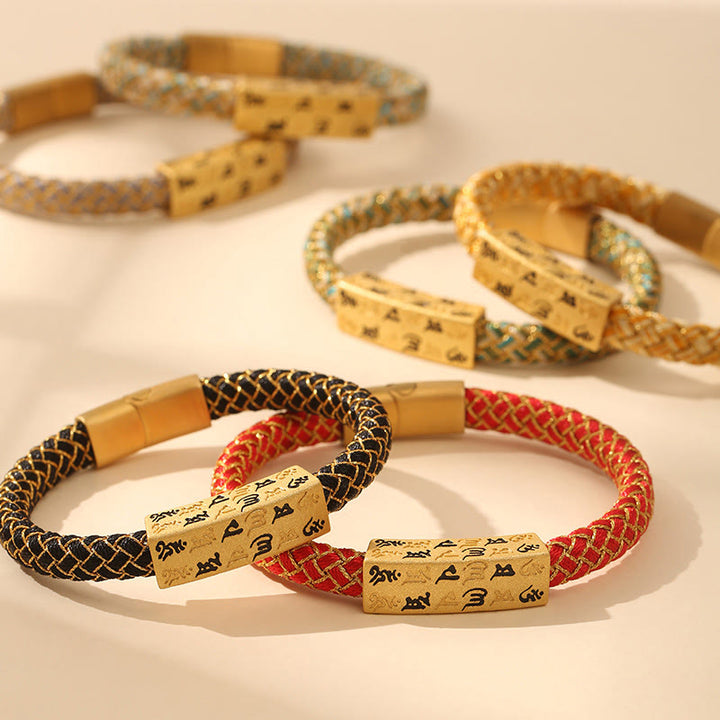 Pulsera tibetana Om Mani Padme Hum con Buddha Stones , varios colores, cuerda, hilo dorado, nudo de diamante, hebilla de la suerte