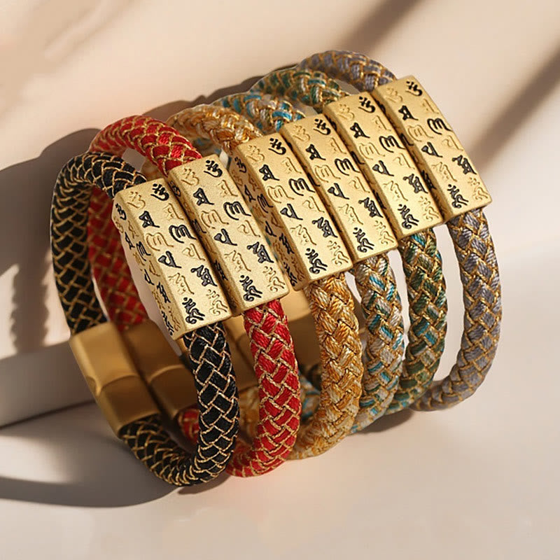 Pulsera tibetana Om Mani Padme Hum con Buddha Stones , varios colores, cuerda, hilo dorado, nudo de diamante, hebilla de la suerte