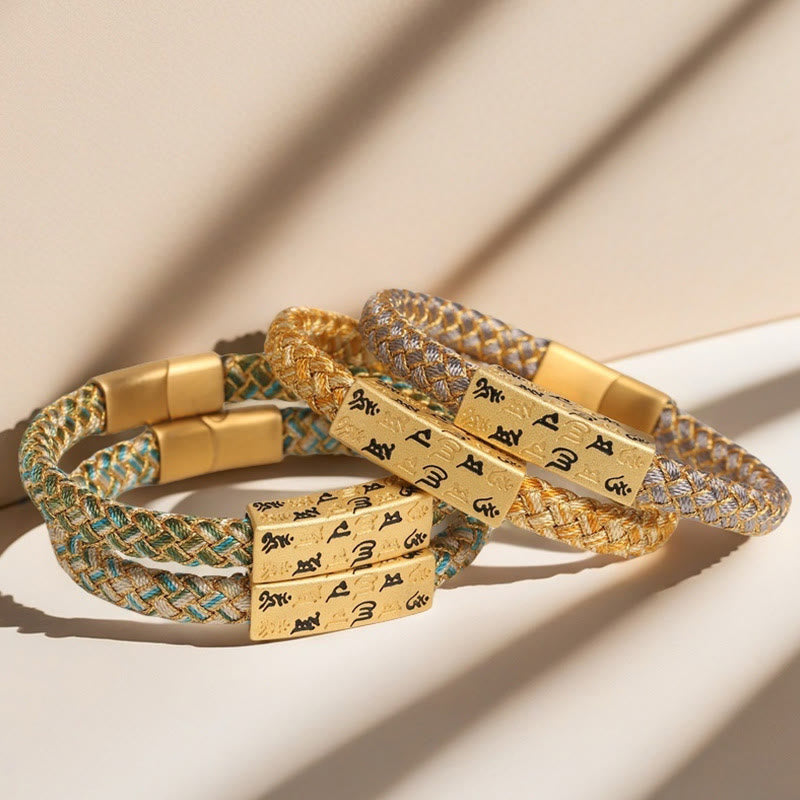 Pulsera tibetana Om Mani Padme Hum con Buddha Stones , varios colores, cuerda, hilo dorado, nudo de diamante, hebilla de la suerte