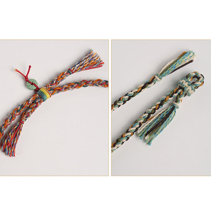 Pulsera trenzada de la suerte con Buddha Stones, Festival del Bote del Dragón, cuerda colorida, roca de lava, personaje Fu, albóndigas de arroz