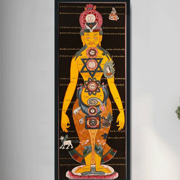 Pintura Thangka Tibetana de Buddha Stones , Decoración Curativa Hecha a Mano (Estilo Aleatorio)