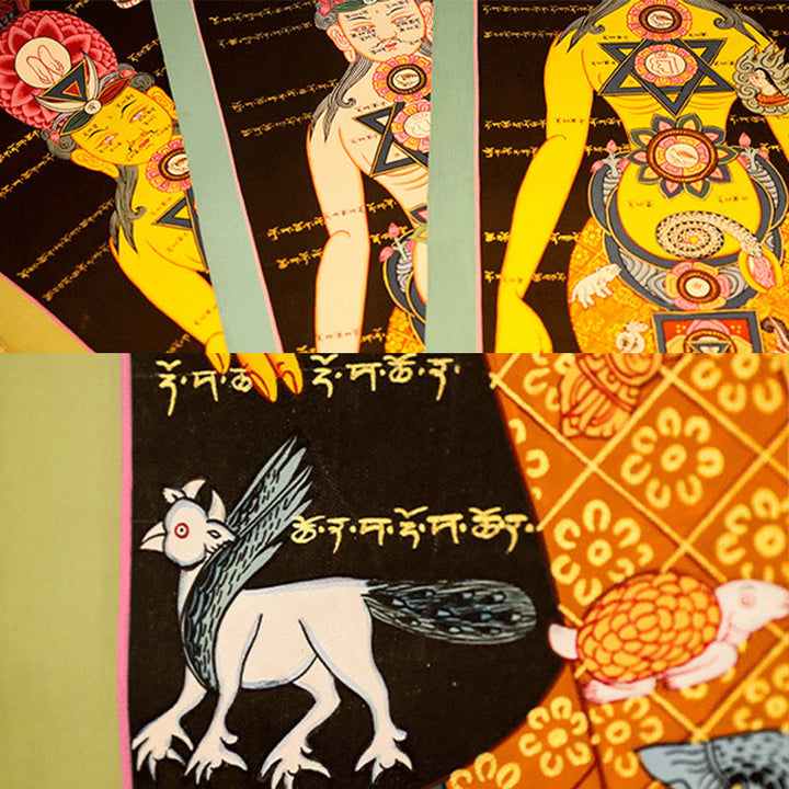 Pintura Thangka Tibetana de Buddha Stones , Decoración Curativa Hecha a Mano (Estilo Aleatorio)